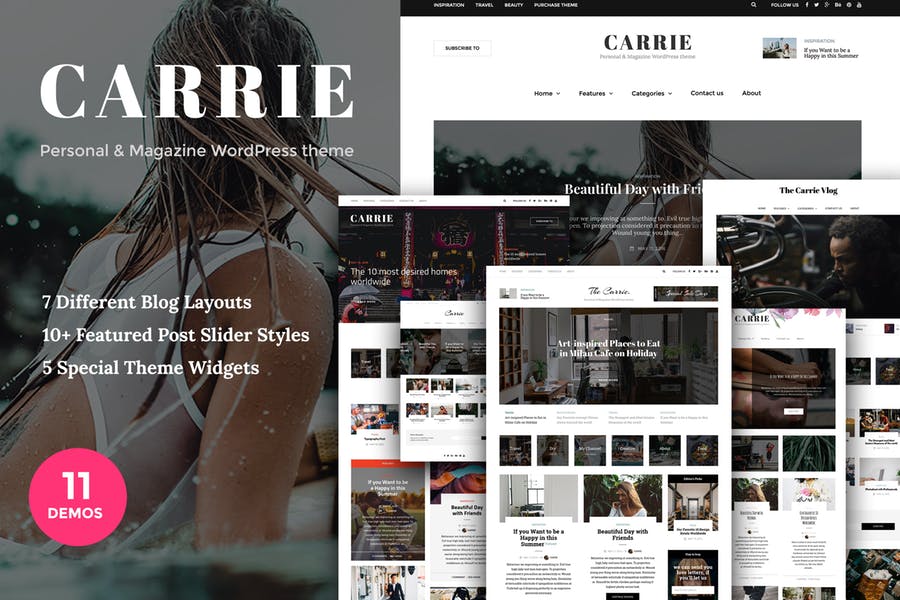 Carrie-个人和杂志WordPress主题