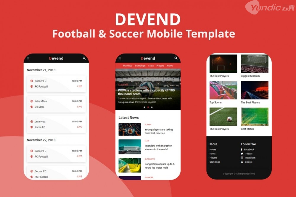 Devend -足球足球移动模板