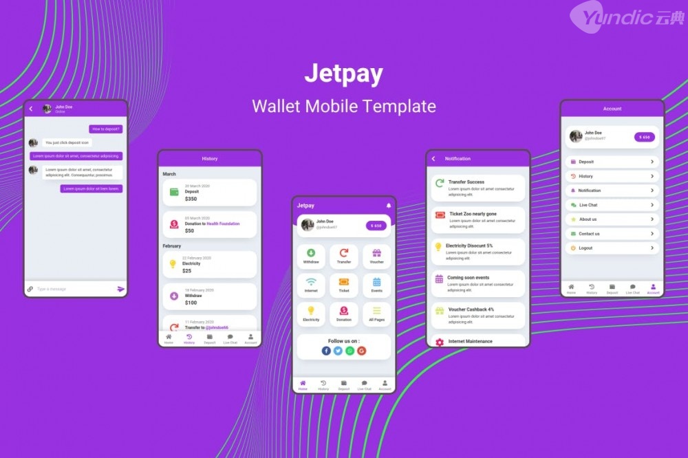 Jetpay -钱包移动模板