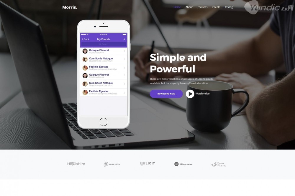 莫里斯- App &产品的着陆页