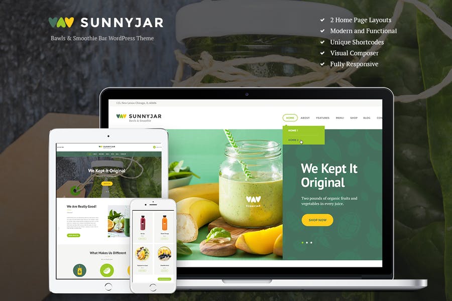 SunnyJar-冰沙酒吧和健康饮品店WP