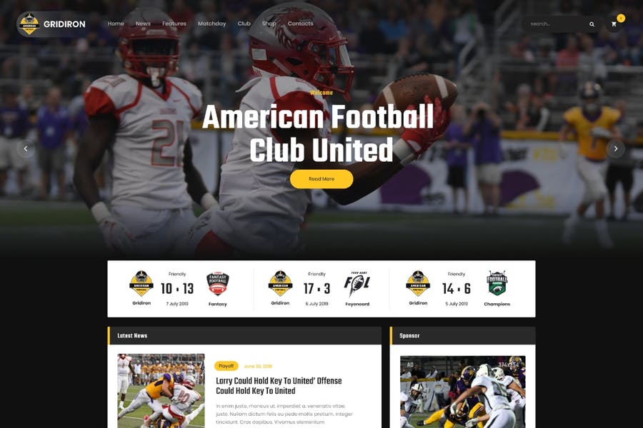 Gridiron| 美式足球和NFL球队WordPress