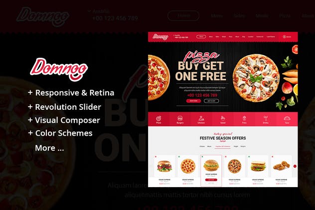 Domnoo-披萨和餐厅WordPress主题