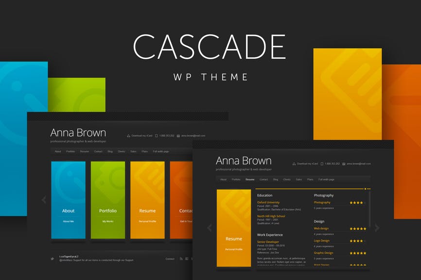 Cascade-个人vCard WordPress主题