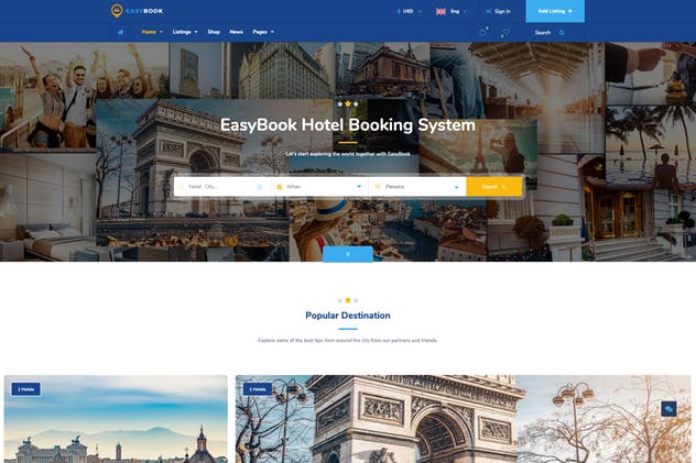 EasyBook –酒店和旅游预订WordPress主题