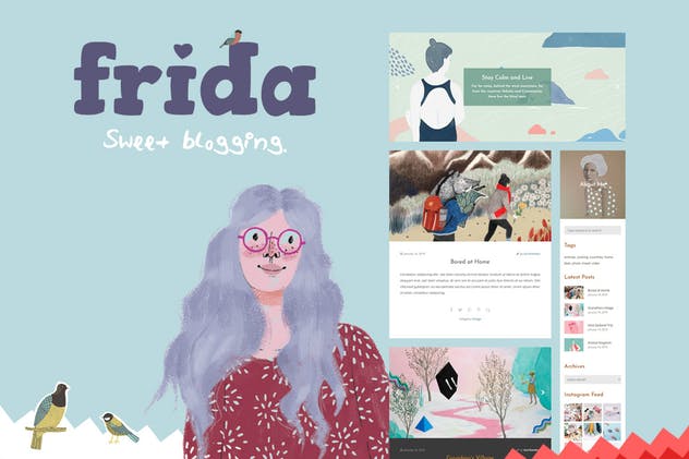 Frida-甜美和经典的博客主题