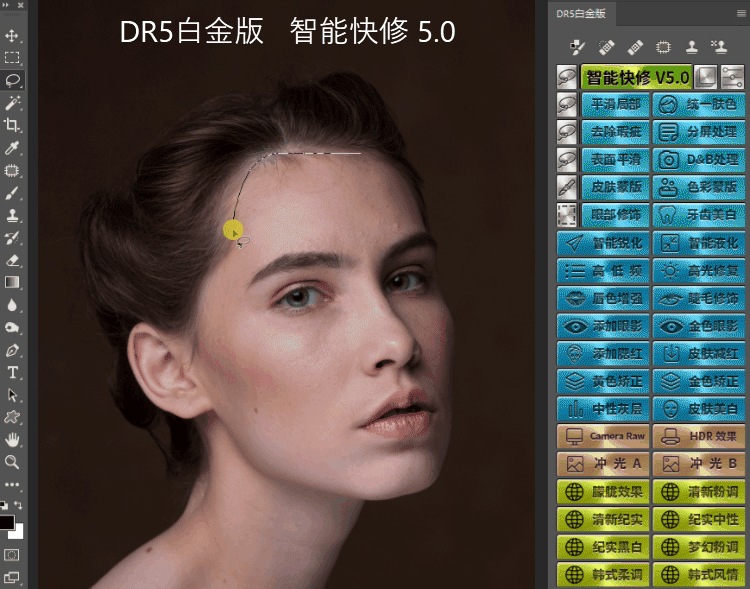 Photoshop一键磨皮插件DR5白金版，支持Mac和Windows PS 2020
