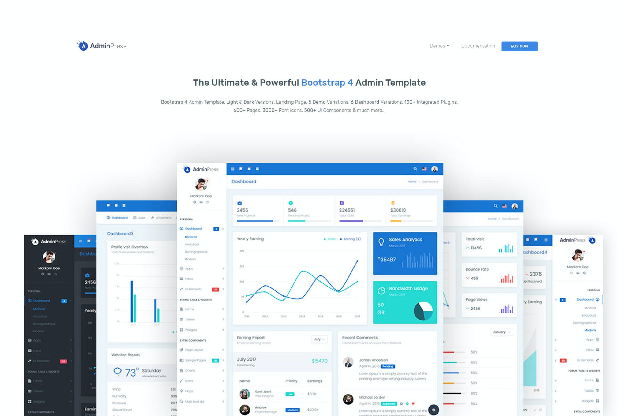 Admin Press–Ultimate Bootstrap 4仪表板