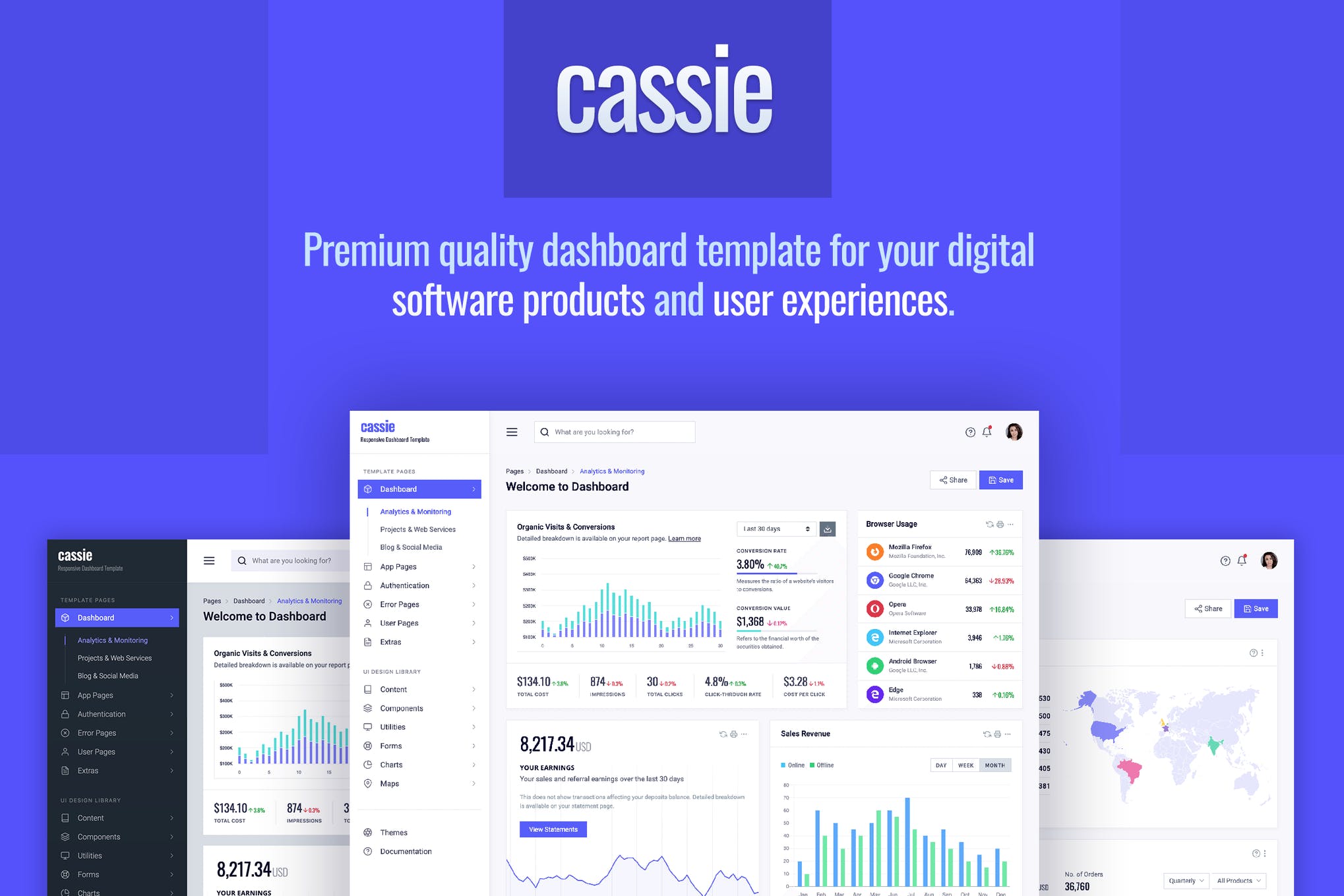 Cassie响应式Bootstrap 4仪表板模板