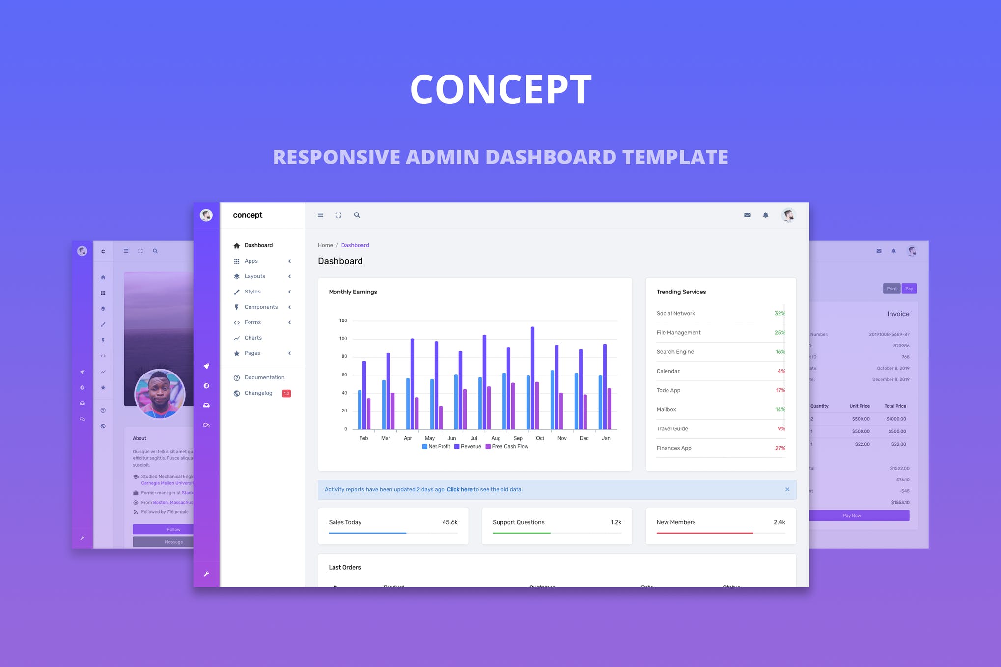 Concept-响应式管理仪表板模板