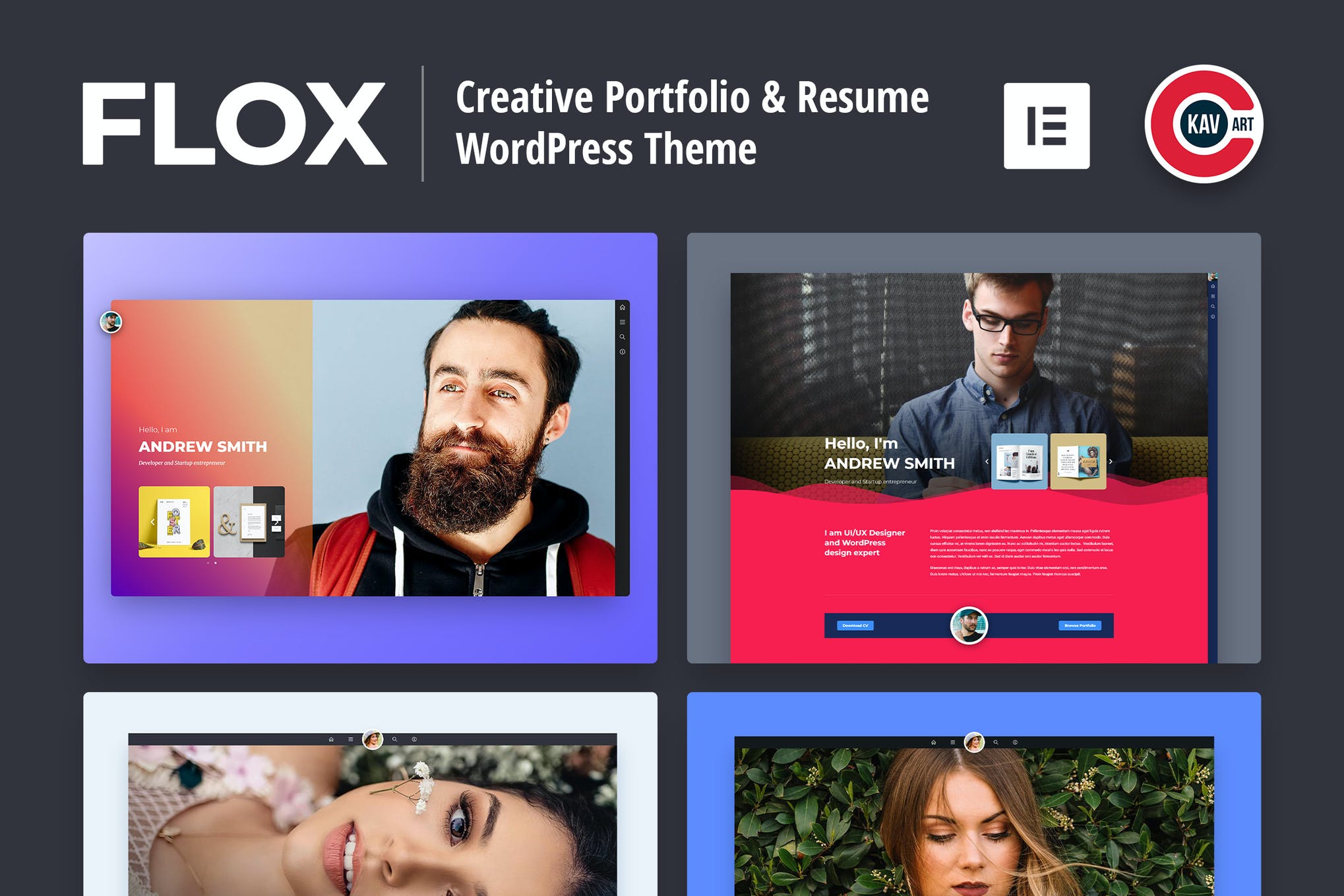 FLOX-个人作品集个人简历 创意工作室网站模板WordPress主题