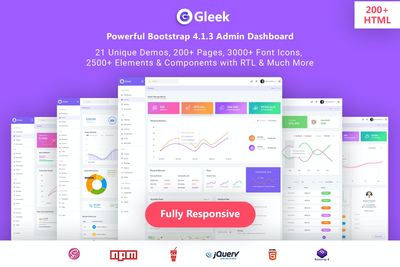Gleek-强大的Bootstrap4 AdminDashboard HTML