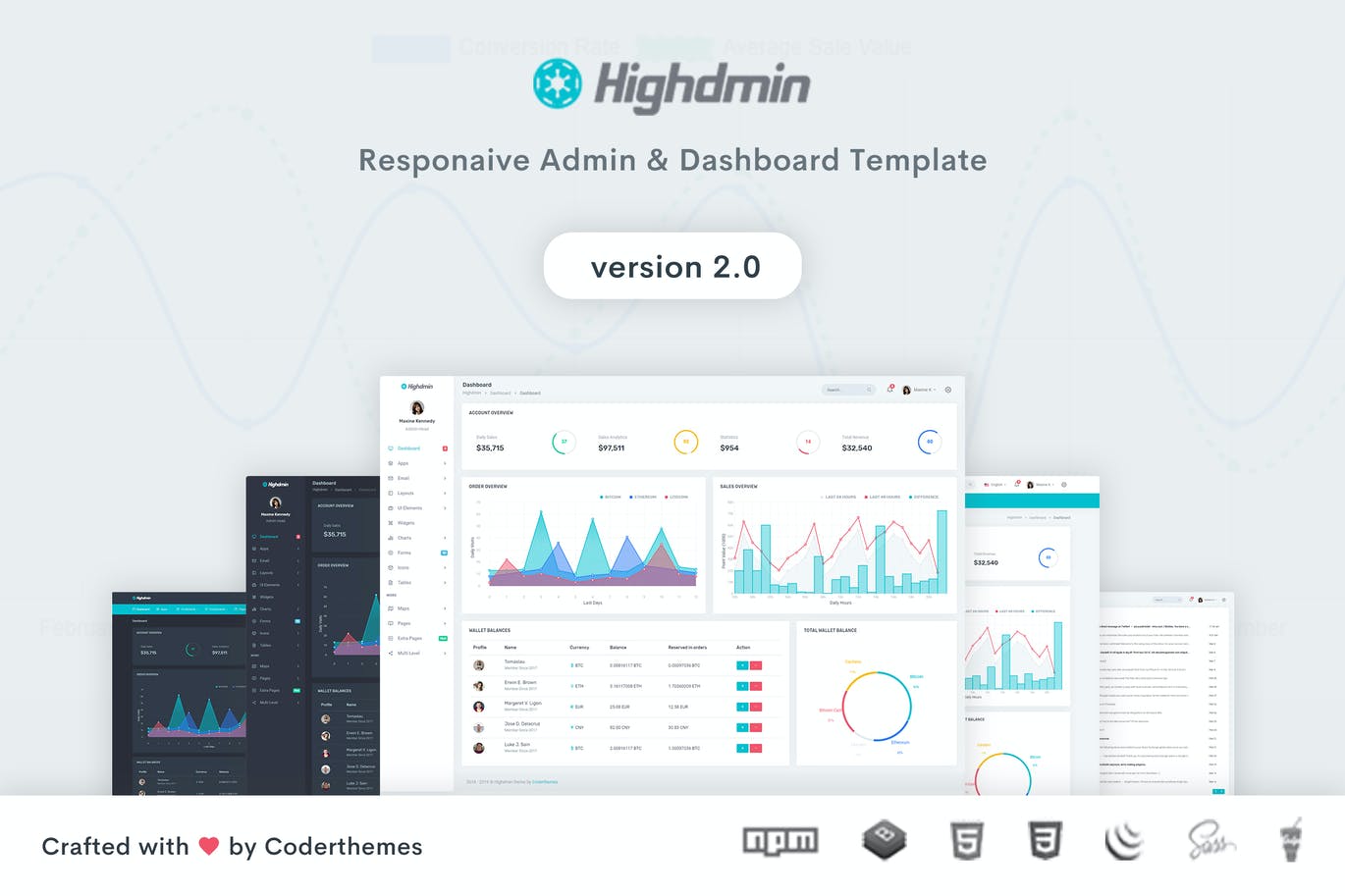 Highdmin-响应式Bootstrap 4管理仪表板