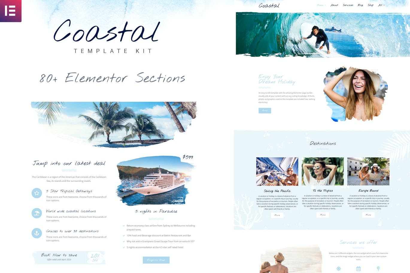 Coastal Template Kit沿海旅行和冲浪垃圾模板套件