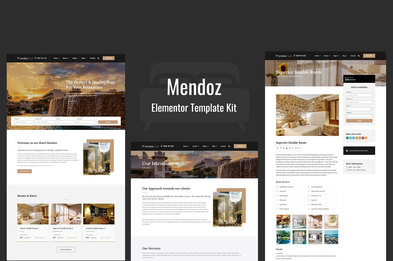 Mendoz-酒店和旅行模板套件