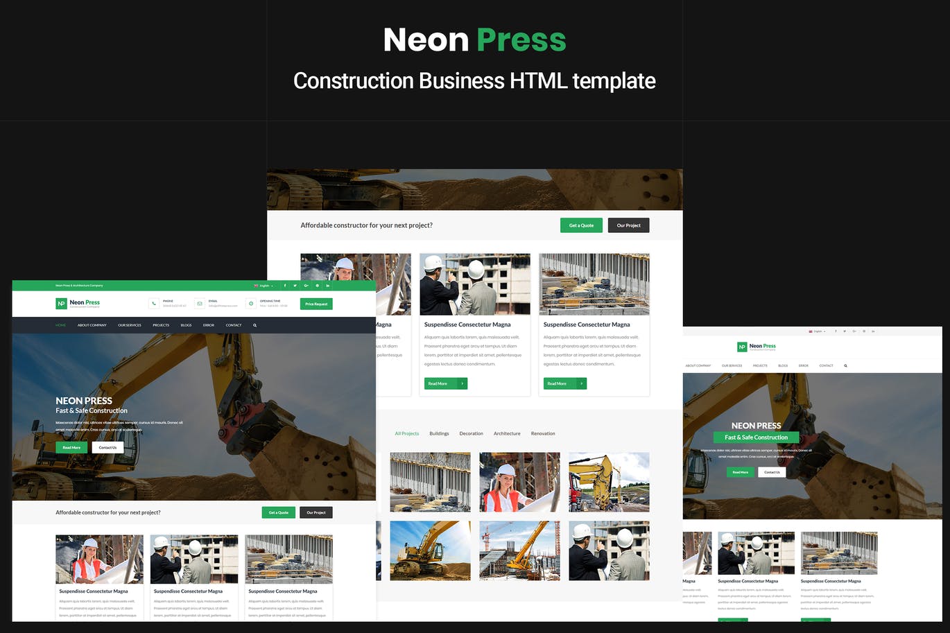 NeonPress -建筑业的HTML模板