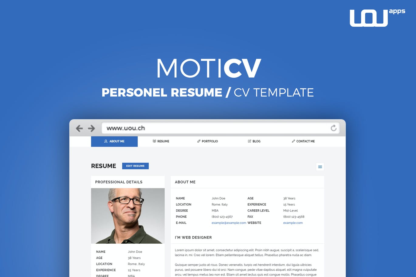 MotiCV-响应迅速的vCard模板