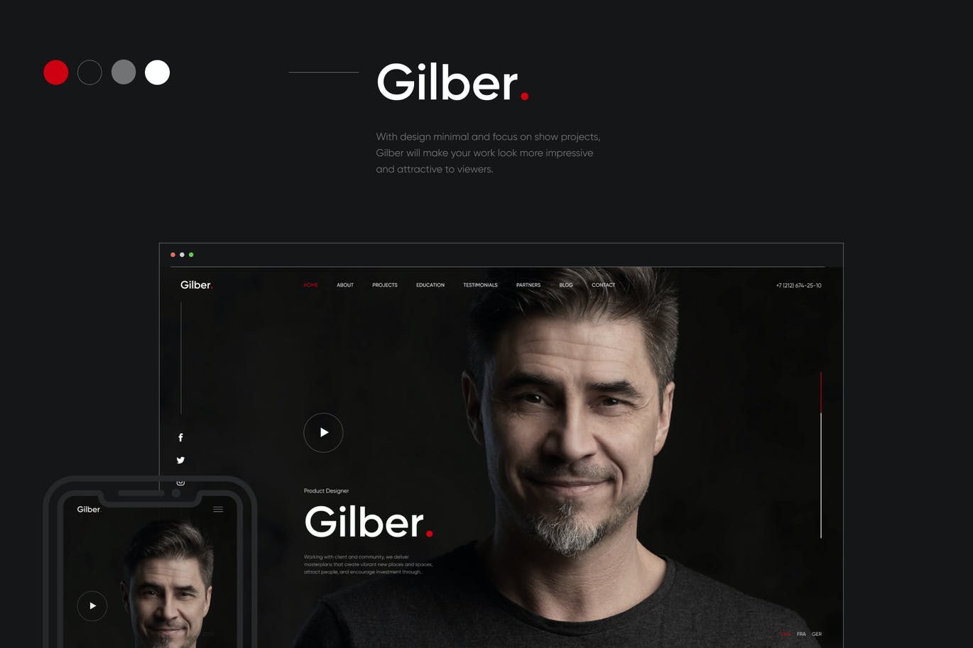 Gilber -个人简历/简历WordPress主题