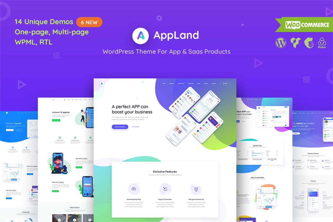 AppLand -用于App、Saas产品、软件WordPress主题
