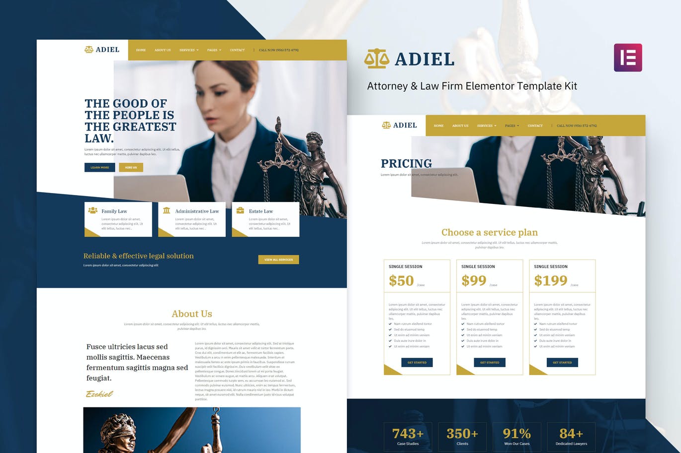 Adiel – 律师事务所Elementor Template Kit