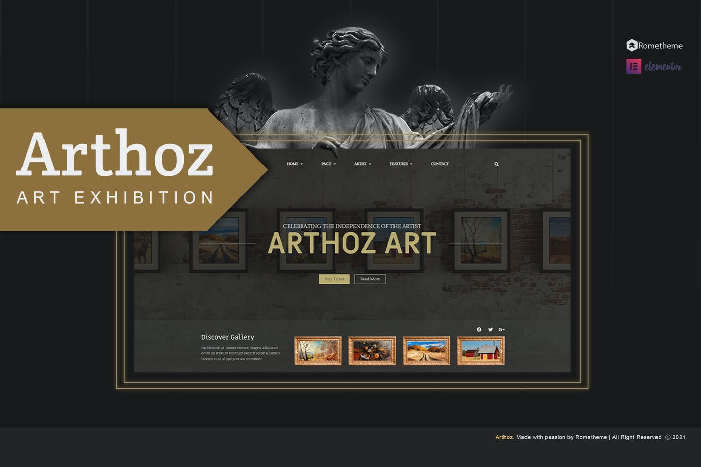 Arthoz – 艺术展览 Elementor Template kit