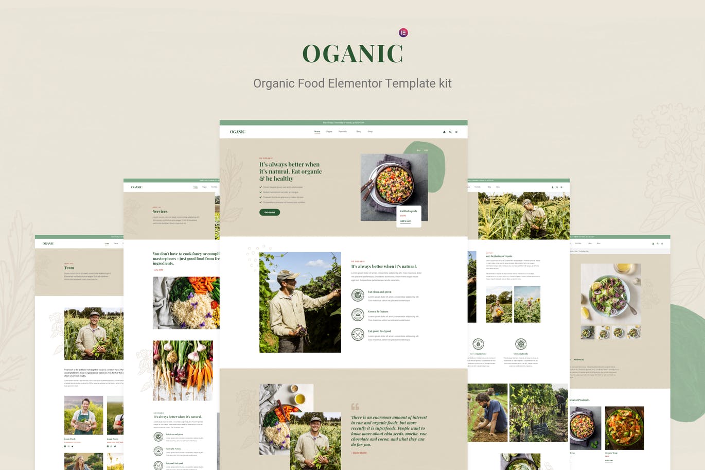 Oganic – 有机食品 Elementor Template kit