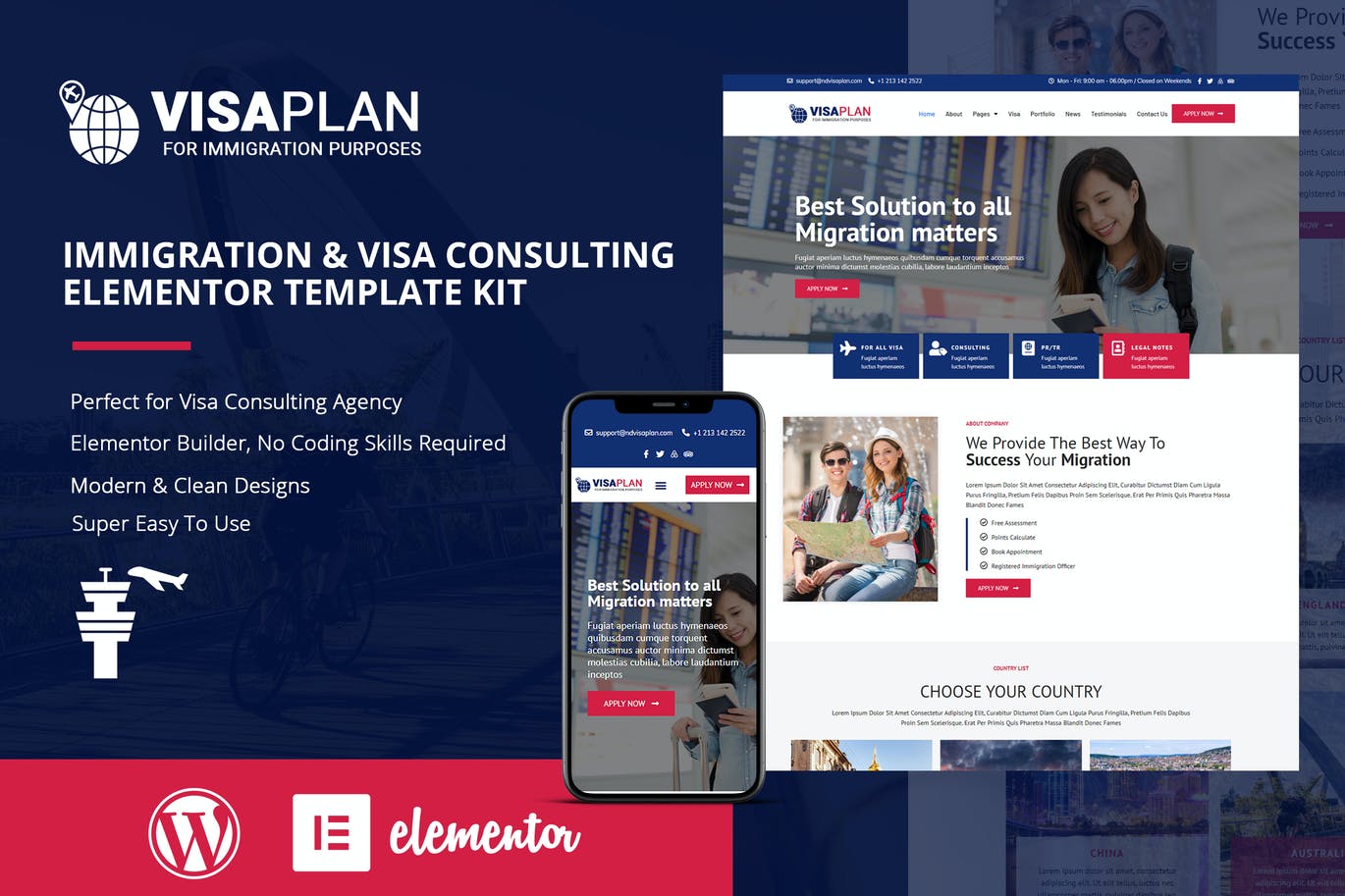 VisaPlan – 移民和签证咨询Elementor Template Kit