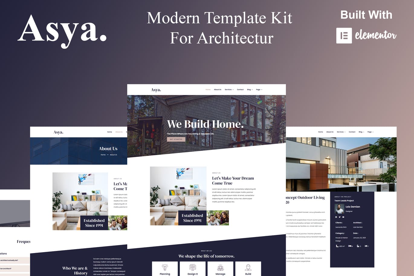Asya – 现代建筑 Elementor Template Kit