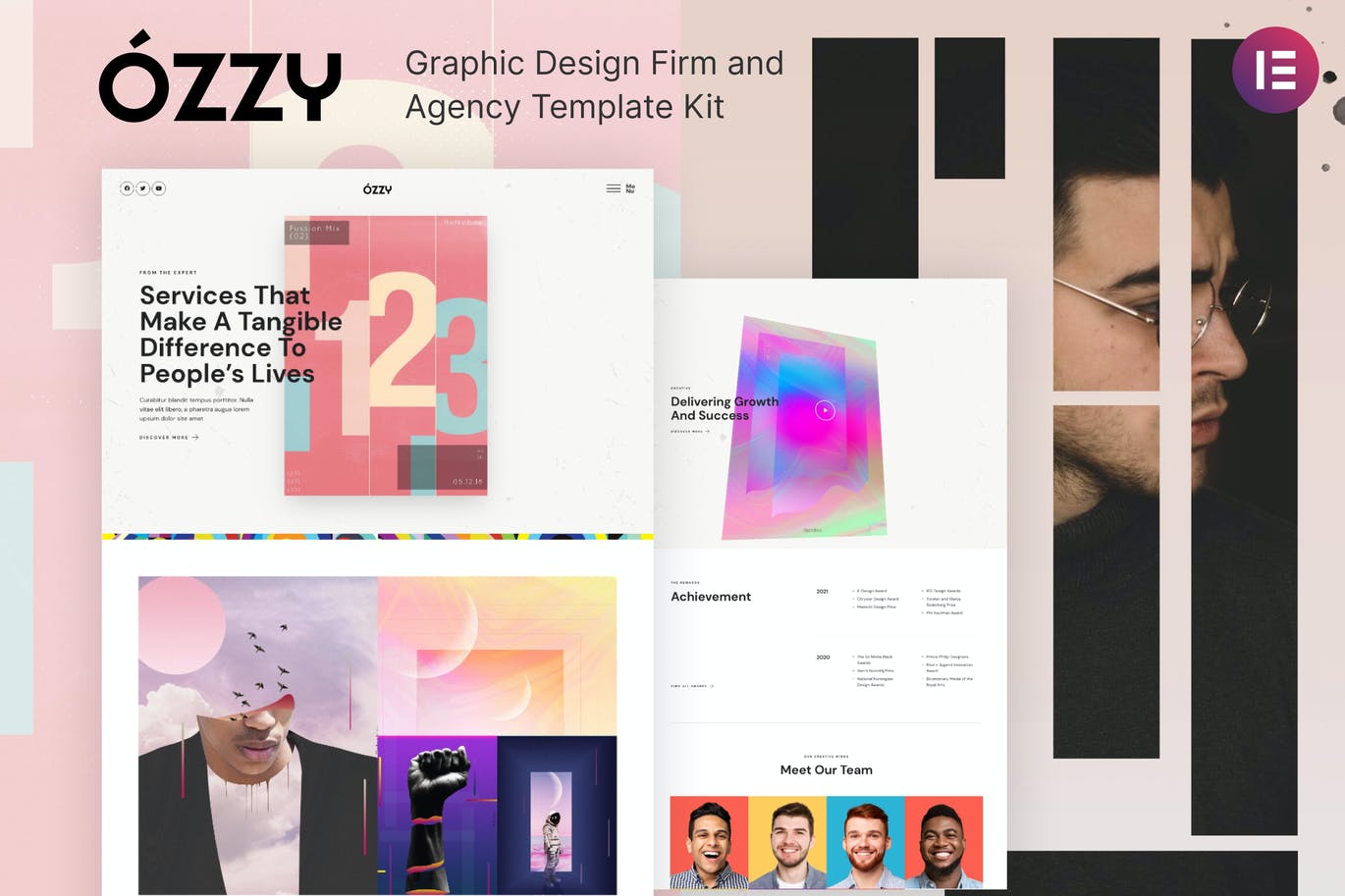 Ozzy – 平面设计公司和代理商 Elementor Template Kit