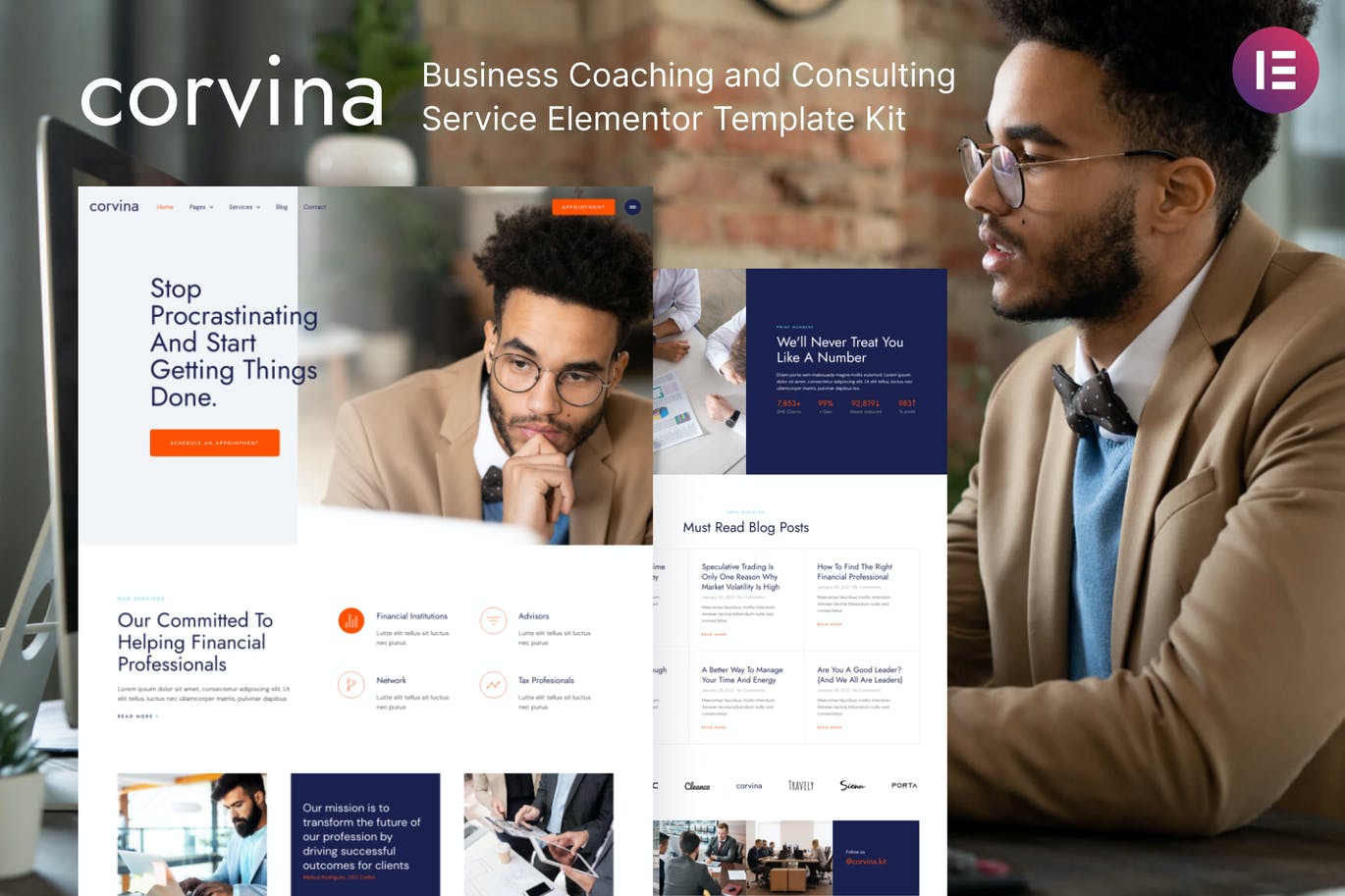 Corvina – 业务指导和咨询服务 Elementor Template Kit