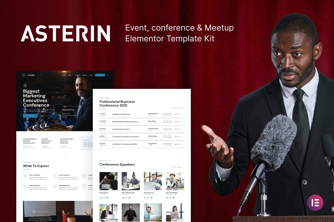 Asterin – 数字事件和会议Elementor Template Kit