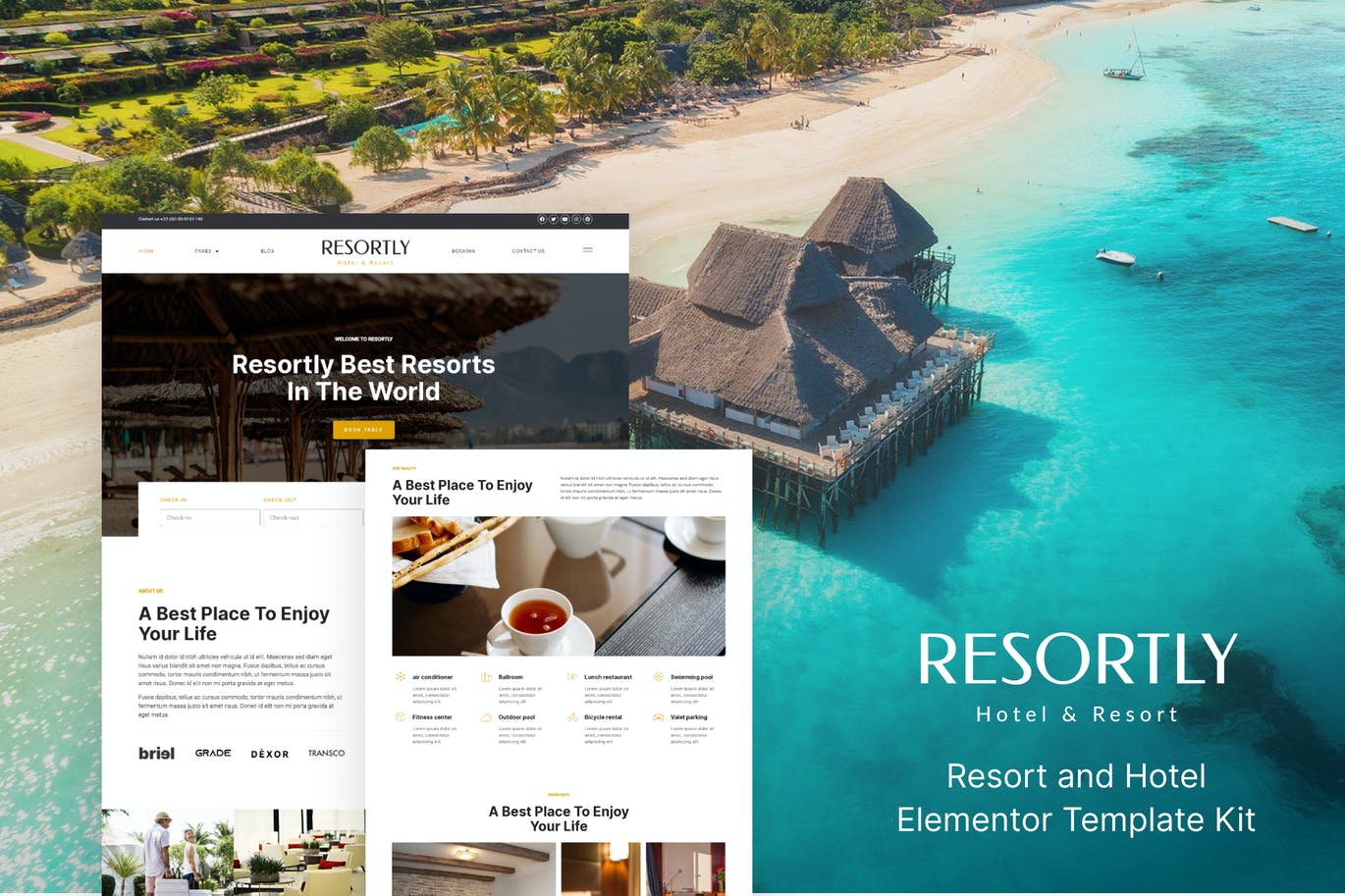 Resortly -度假胜地和酒店Elementor Template Kit