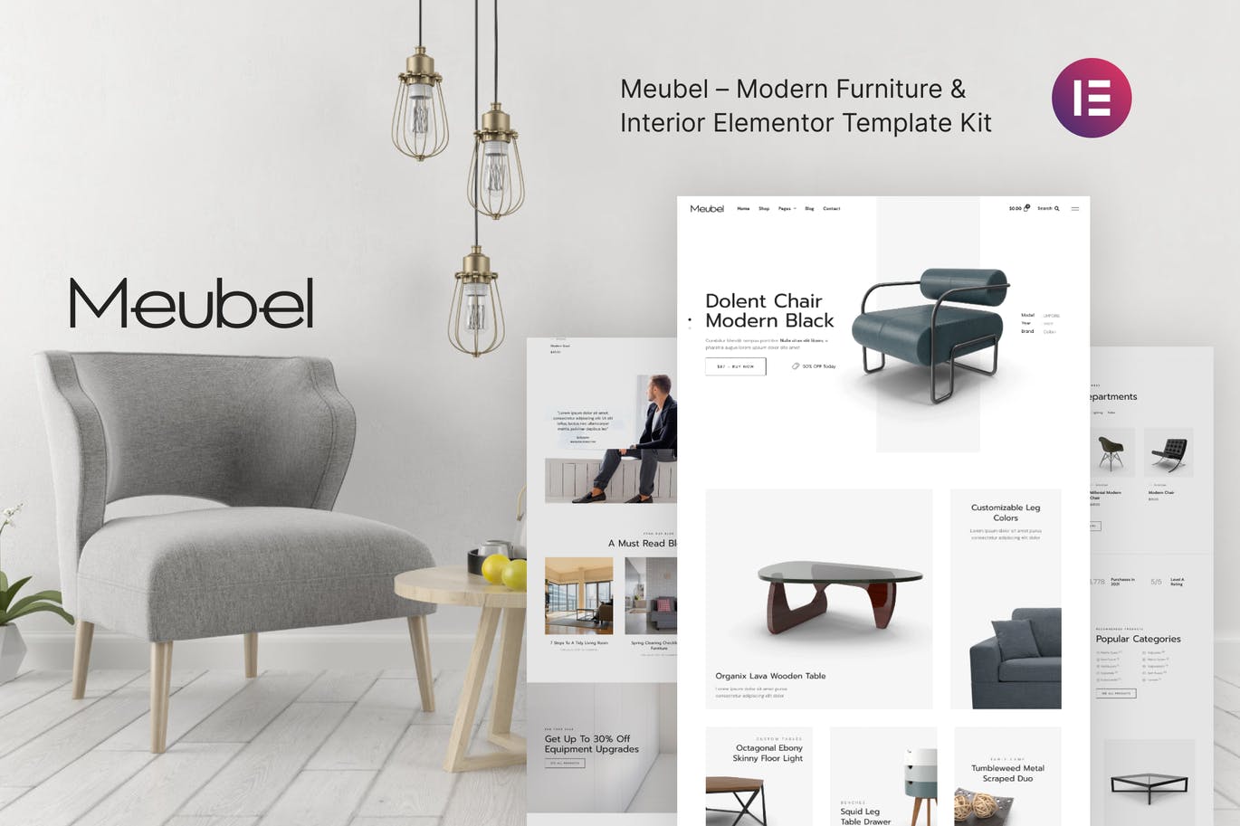 Meubel –现代家具WooCommerce Elementor模板工具包