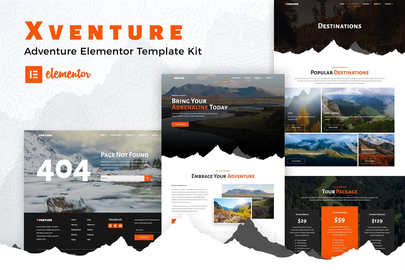 Xventure – 旅行Elementor模板工具包