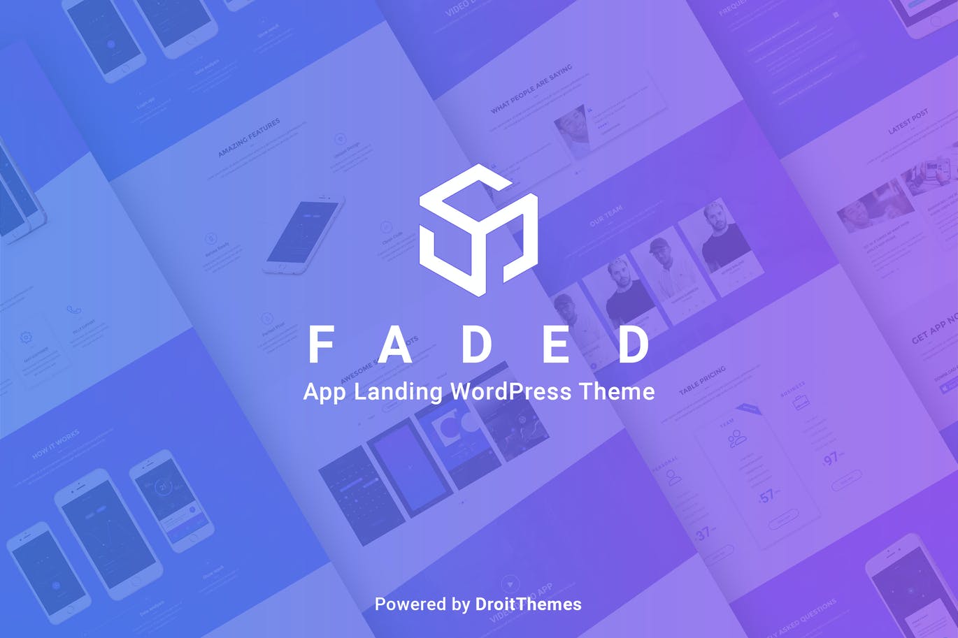 Faded – 现代的应用程序登录页WordPress主题