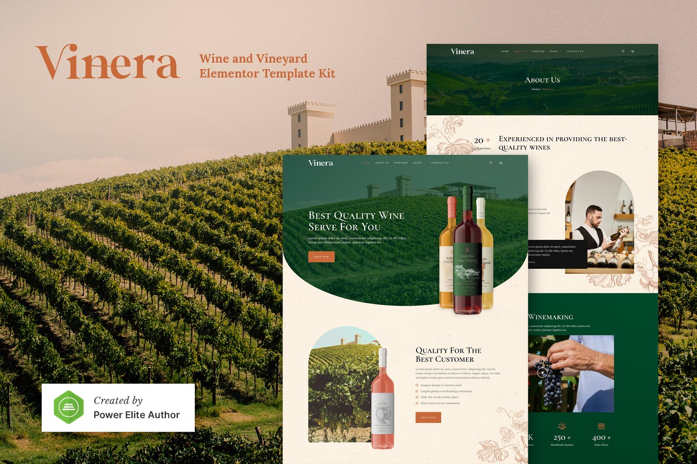 Vinera – 葡萄酒和葡萄园 Elementor Template Kit
