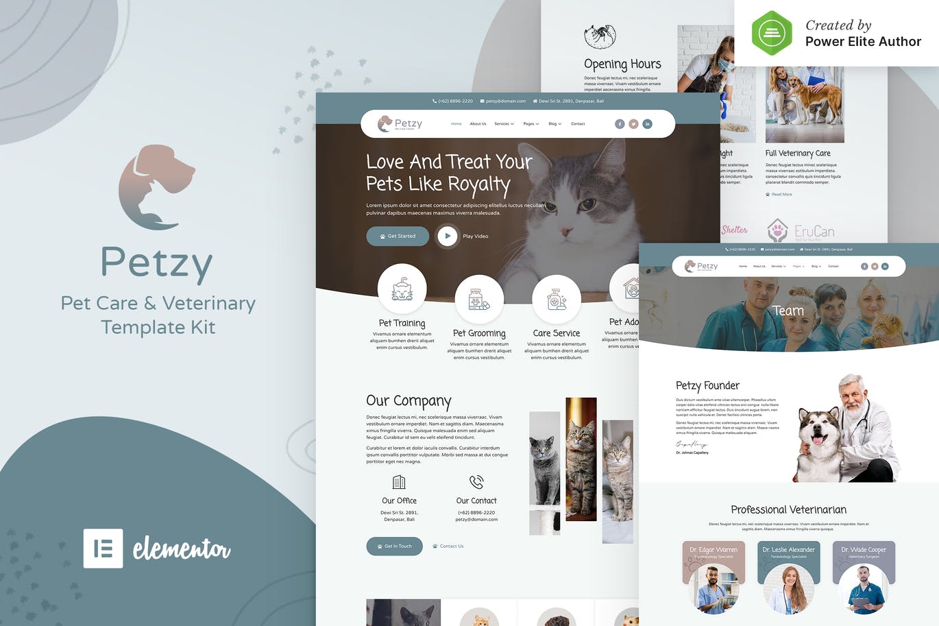 Petzy – 宠物护理和兽医 Elementor Template Kit