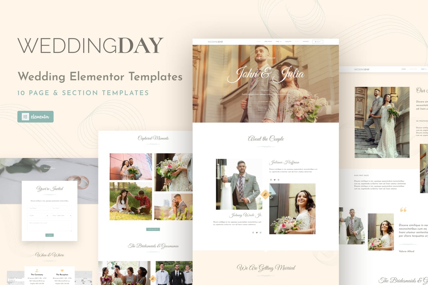 WeddingKit – 邀请和画廊活动 Elementor Template Kit