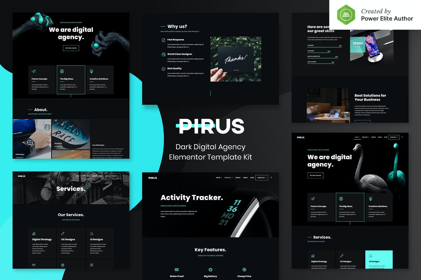 PIRUS – 黑暗数字代理 Elementor Template Kit