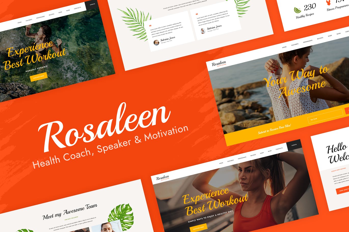 Rosaleen – 健康教练和动机演讲者Elementor  Template Kit