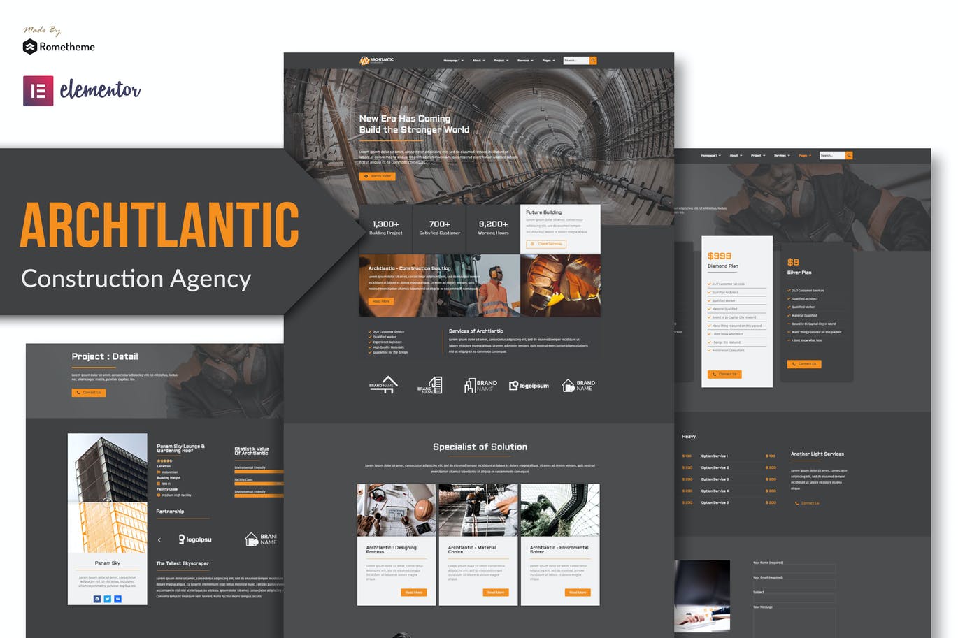 Archtlantic – 建设机构Elementor模板工具包