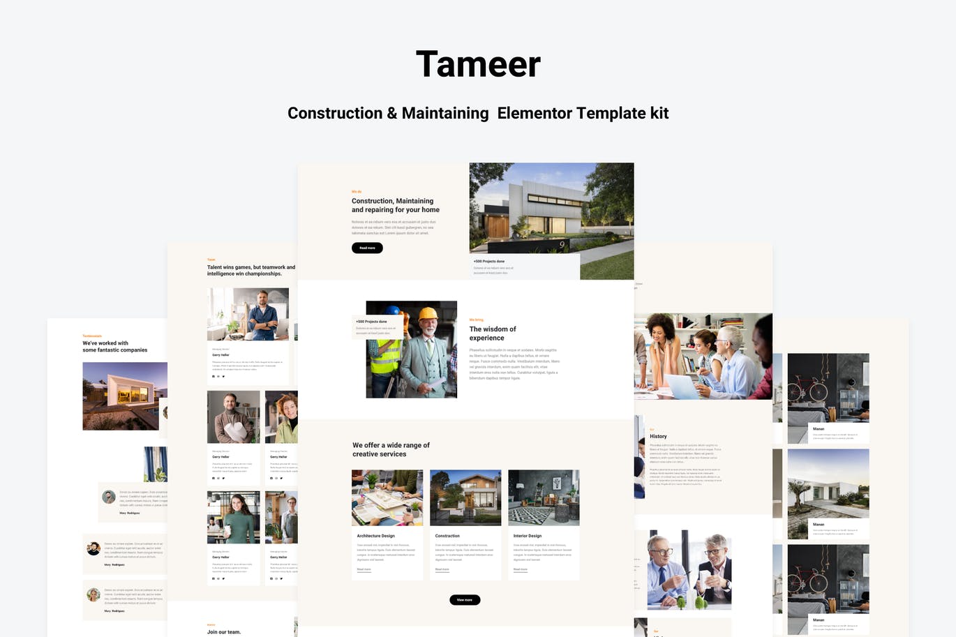 Tammer – 建筑与维护  Elementor Template kit