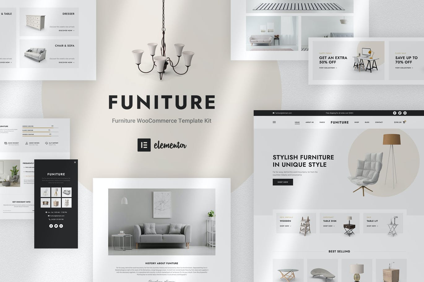 Funiture – 家具店WooCommerce Elementor模板工具包