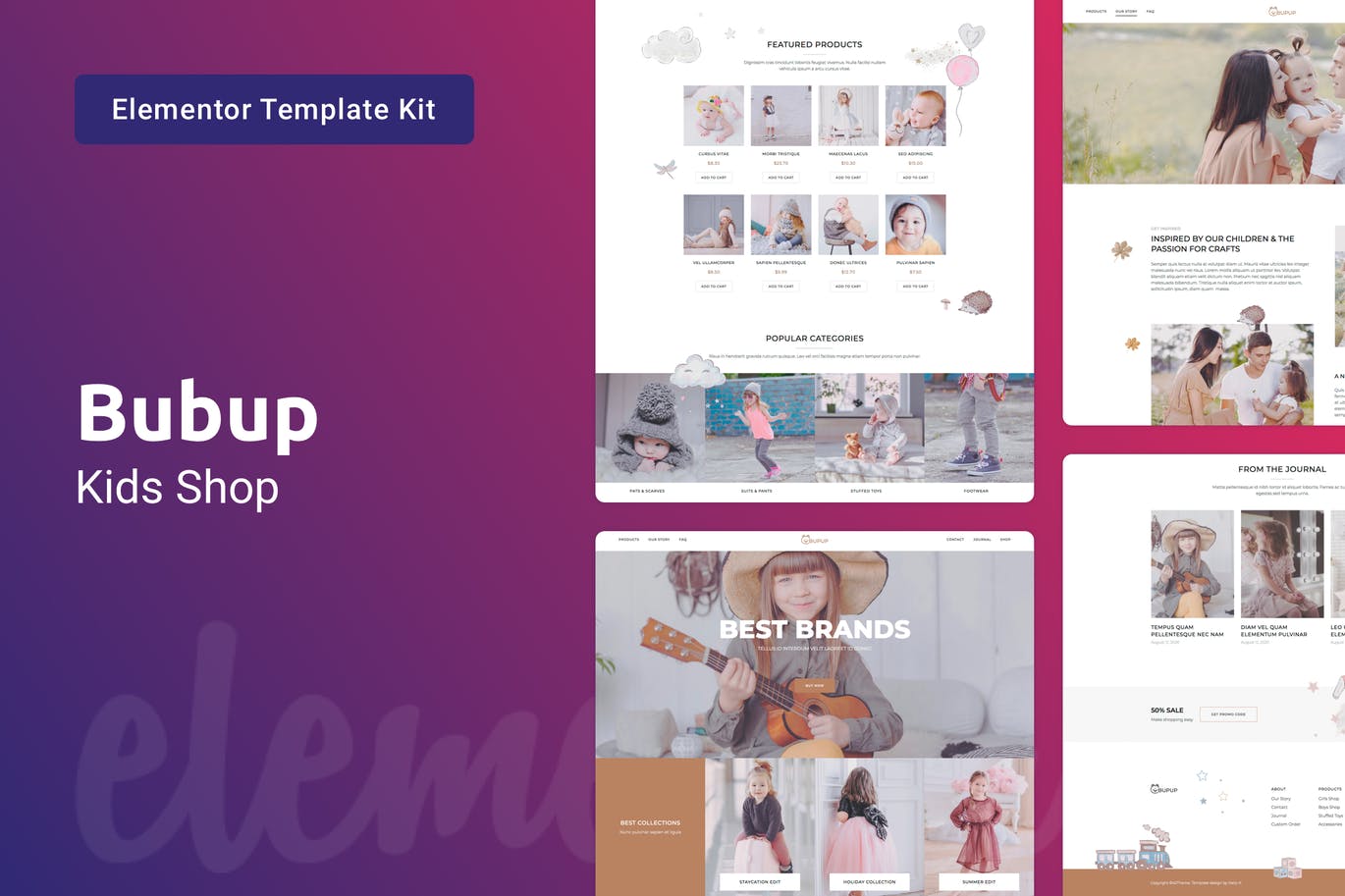 Bubup — 儿童商店和婴儿用品店 Elementor Template Kit