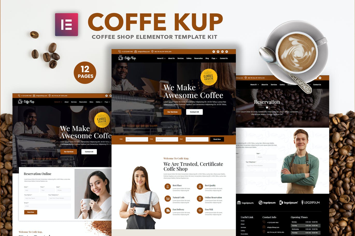 CoffeeKup –咖啡馆和咖啡店  Elementor Template Kit