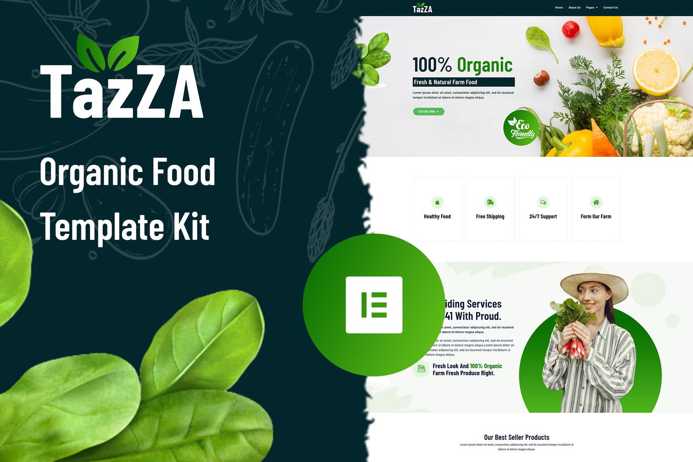TazZA -有机食品Elementor模板工具包