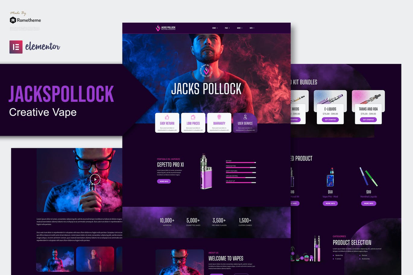 Jacks Pollock – Vape Elementor模板工具包