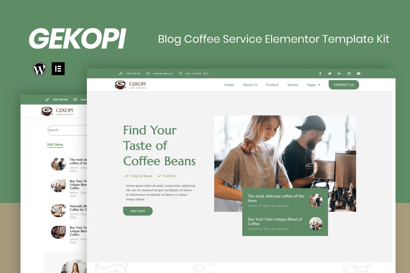Gekopi – 咖啡店博客 Elementor Template Kit