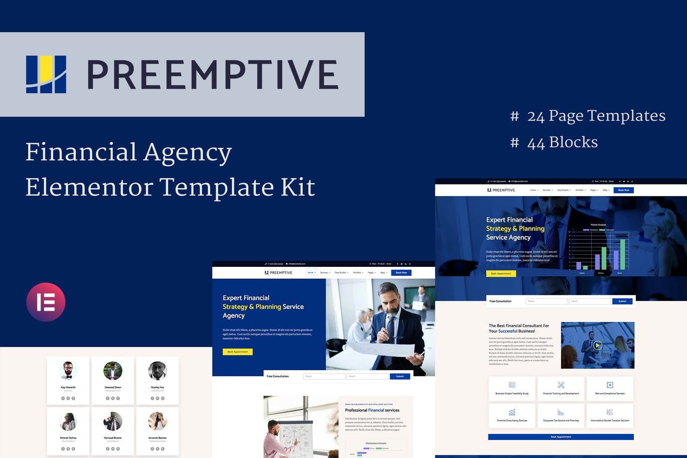 Preemptive – 商业和金融 Elementor Template Kit