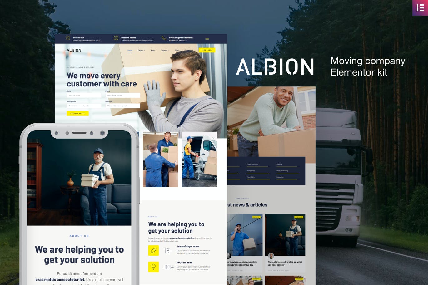 Albion – 搬家公司Elementor模板工具包